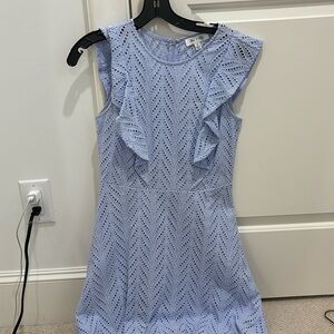 She and sky light blue mini eyelet dress
